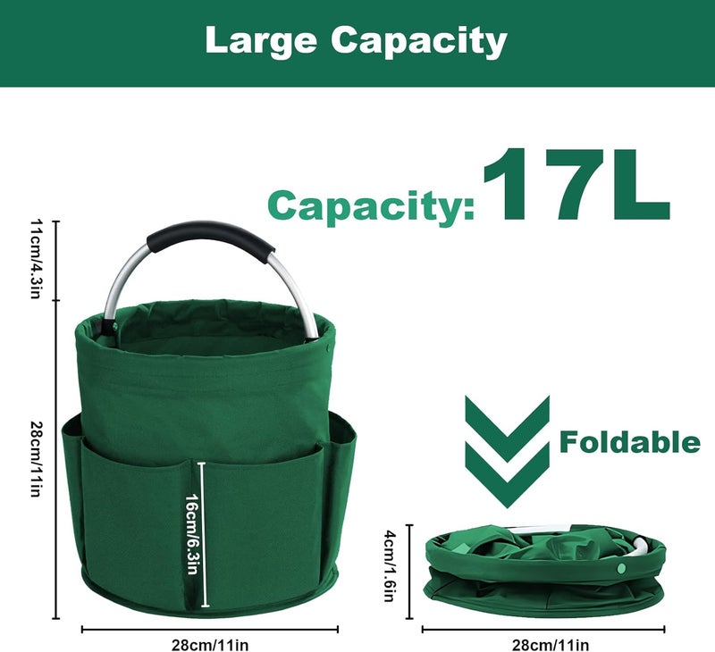 Bototack Cleaning Caddy with Handle, Cleaning Products Organiser, 17L Foldable Storage Basket, Cleaning Caddy Organiser, Portable Multi Cleaning Bucket Bag for Home, Garden (Green) - Image 4